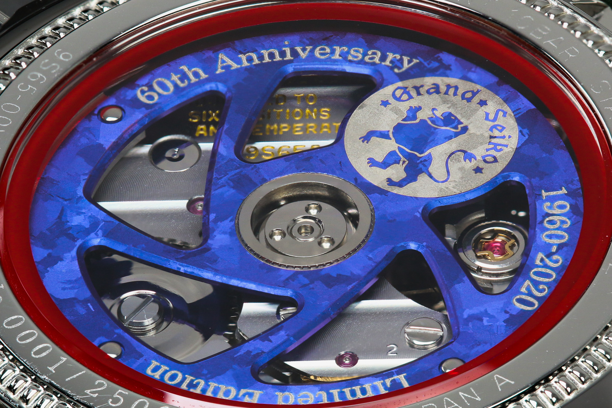 SBGR321 open case back with blue oscillating weight.